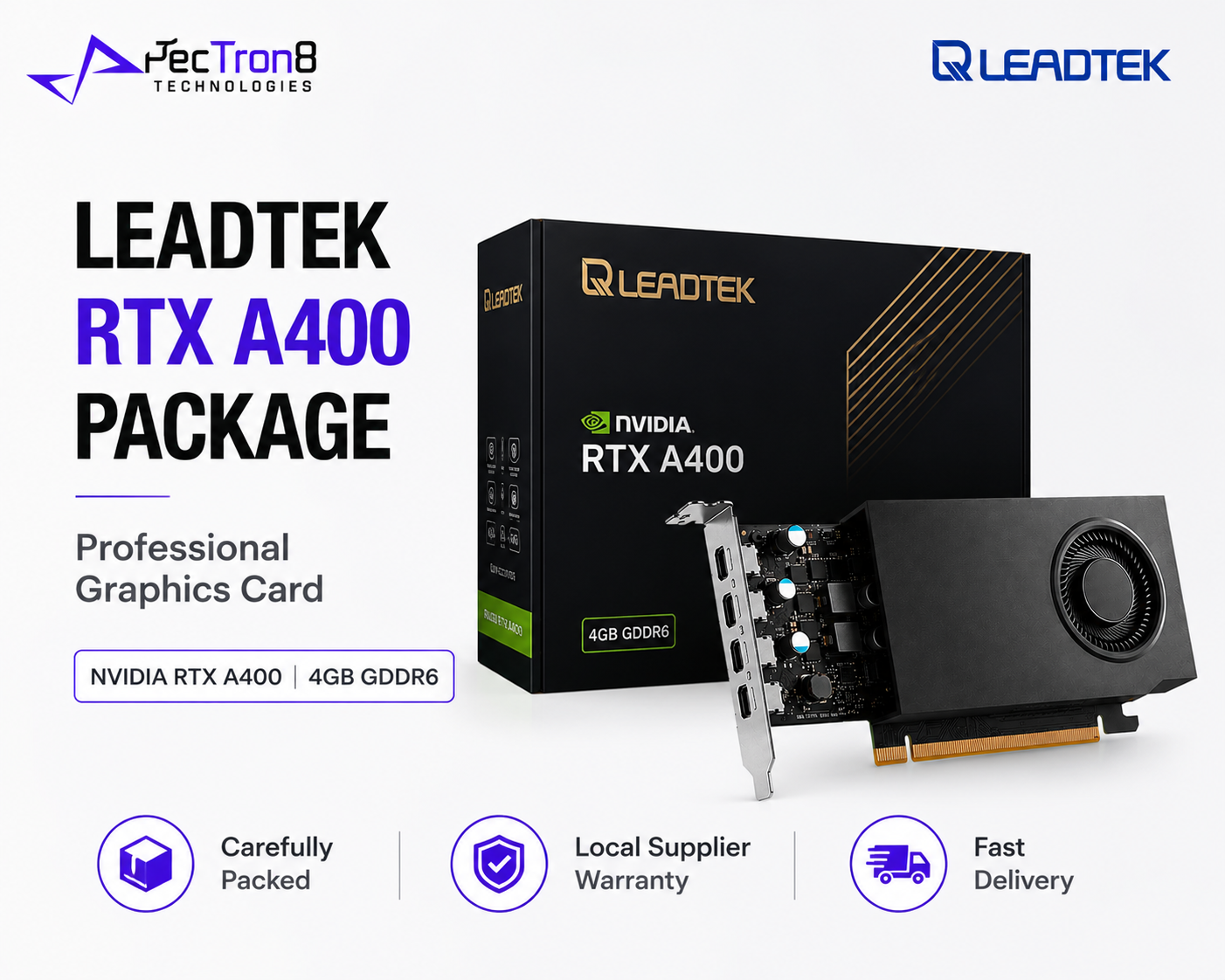 NVIDIA RTX A400 4GB GDDR6 Leadtek Professional GPU 4x mDP 1.4a Single-Slot PCIe 4.0 x8