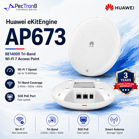 Huawei eKitEngine AP673 WiFi 7 Tri-Band Wireless Access Point 13.66Gbps 5GE PoE