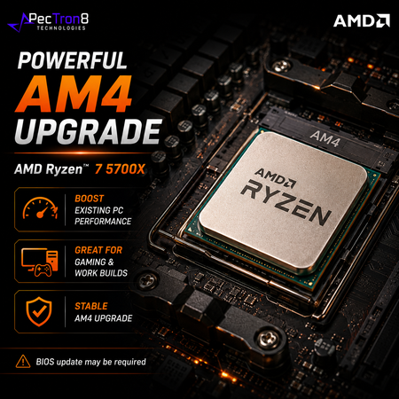 AMD Ryzen 7 5700X AM4 Desktop Processor 8C/16T 4.6GHz Boost 32MB Cache 65W CPU No Cooler Included