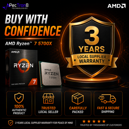 AMD Ryzen 7 5700X AM4 Desktop Processor 8C/16T 4.6GHz Boost 32MB Cache 65W CPU No Cooler Included