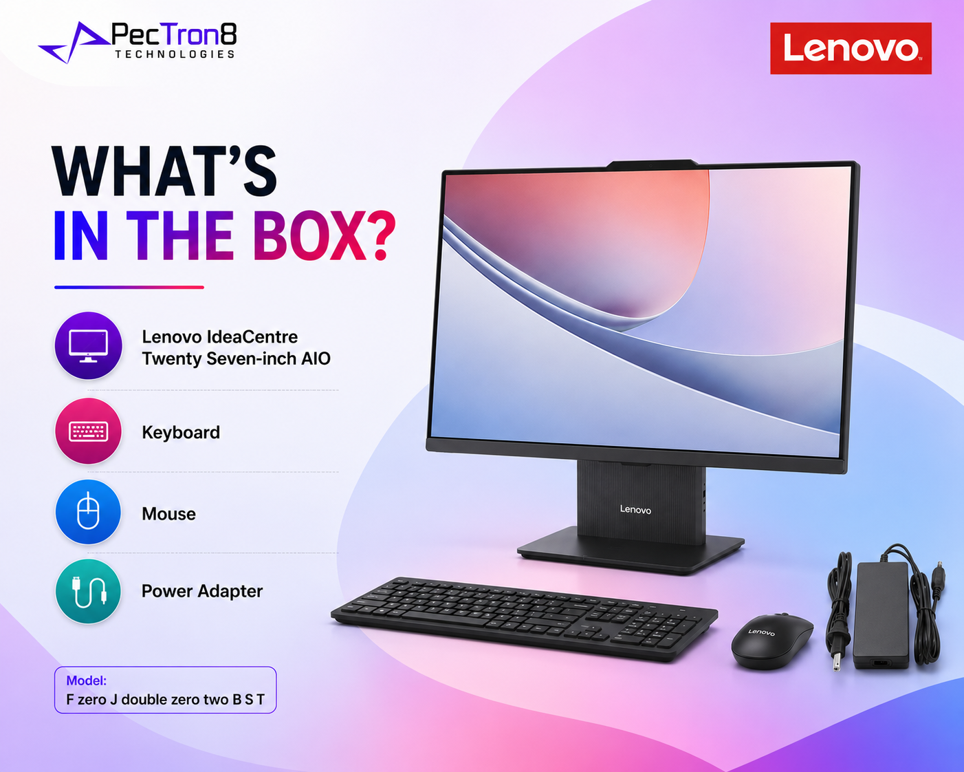 Lenovo IdeaCentre 27" AIO F0JW002BST | Intel Core Ultra 7 | 16GB RAM | 1TB SSD | Windows 11 Home | Keyboard & Mouse Included