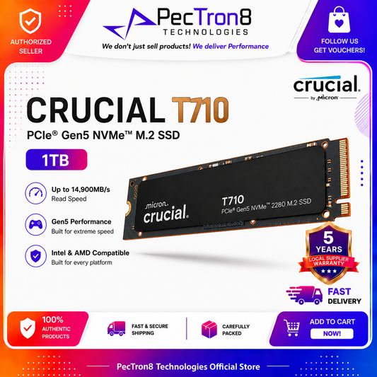 Crucial T710 1TB/2TB PCIe 5.0 N VMe M.2 2280 SSD Internal Solid State Drive