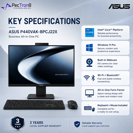 ASUS ExpertCenter P440VAK-BPCJ22X 23.8” FHD AiO PC Intel Core 5 16GB 512GB Win 11 Pro