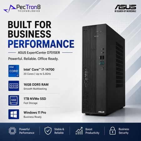 ASUS ExpertCenter D701SER Desktop PC Intel Core i7-14700 16GB DDR5 1TB SSD Windows 11 Pro