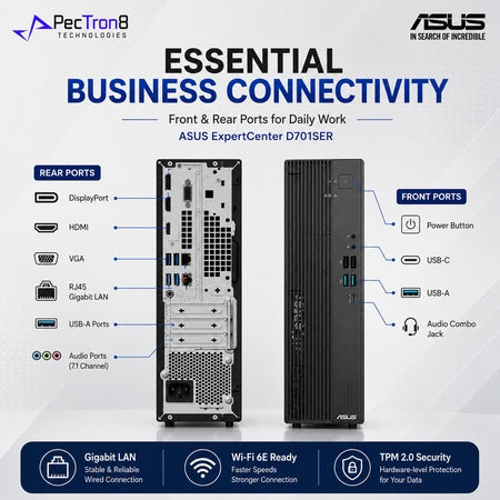 ASUS ExpertCenter D701SER Desktop PC Intel Core i7-14700 16GB DDR5 1TB SSD Windows 11 Pro